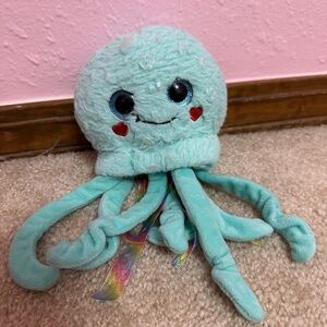 Walmart Jellyfish Plush Stuffed Toy 9" Teal Aqua Blue Way To Celebrate